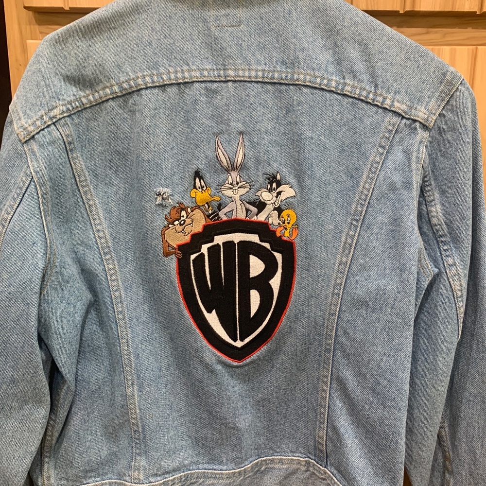 Denim Jacket Medium embroidered cartoon characters
